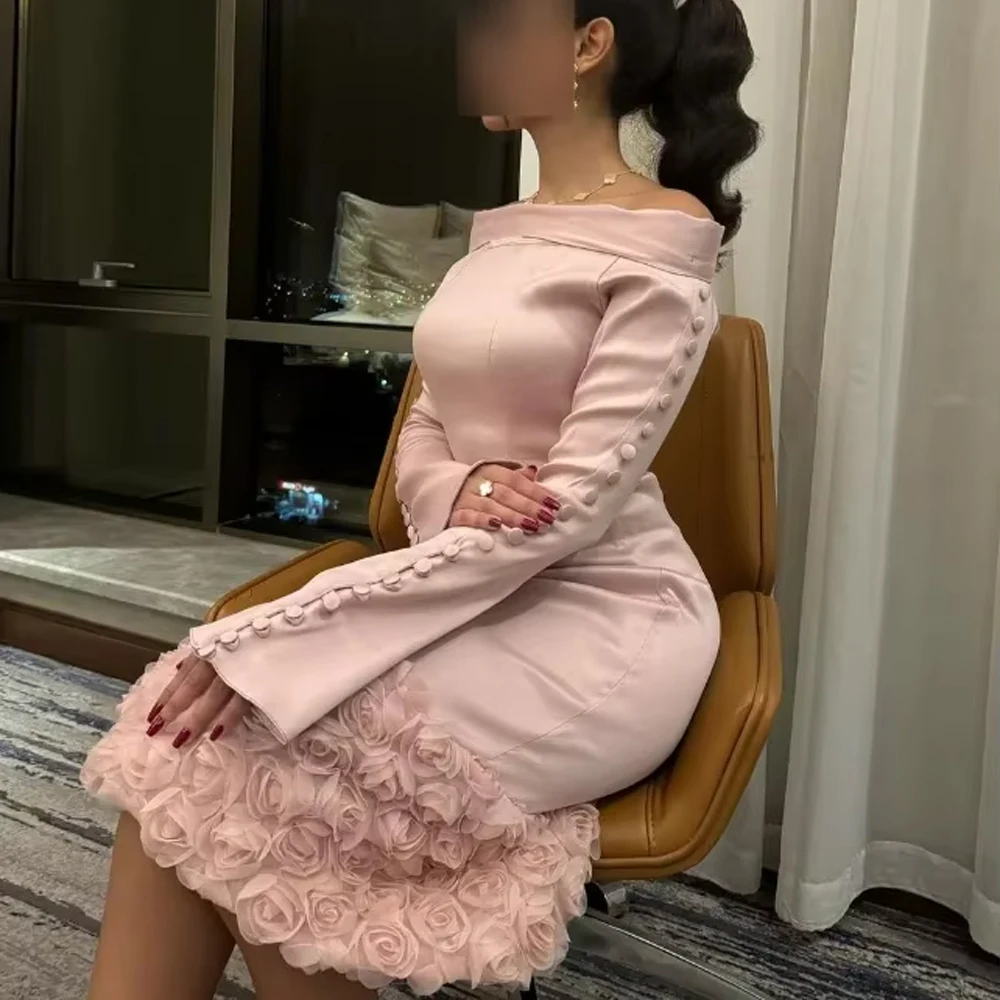 فستان حفلة موسيقية مخصص رائع عالي الجودة أزياء جيرسي زر زين مستقيم خارج على الكتف ريترو كلاسيكي