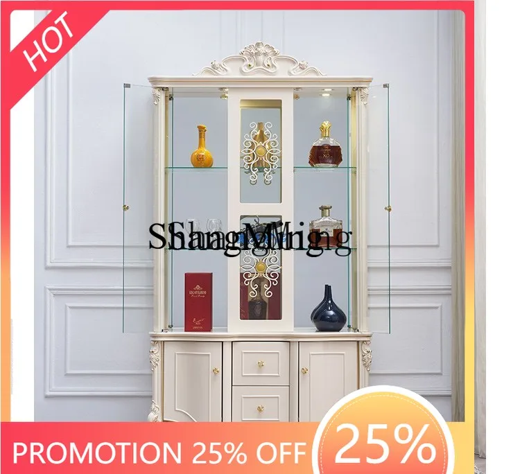 

ZYY Living Room Decorative Cabinet Dining Room Red Wine White Household Double Display Cabinet Wall Locker