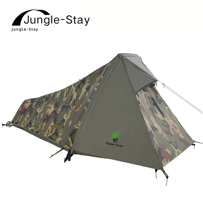 

Single Person double decker Tent Outdoor Beach Camping Equipment Camouflage Rainproof, Windproof UV Proof Pyramid Camping Tent