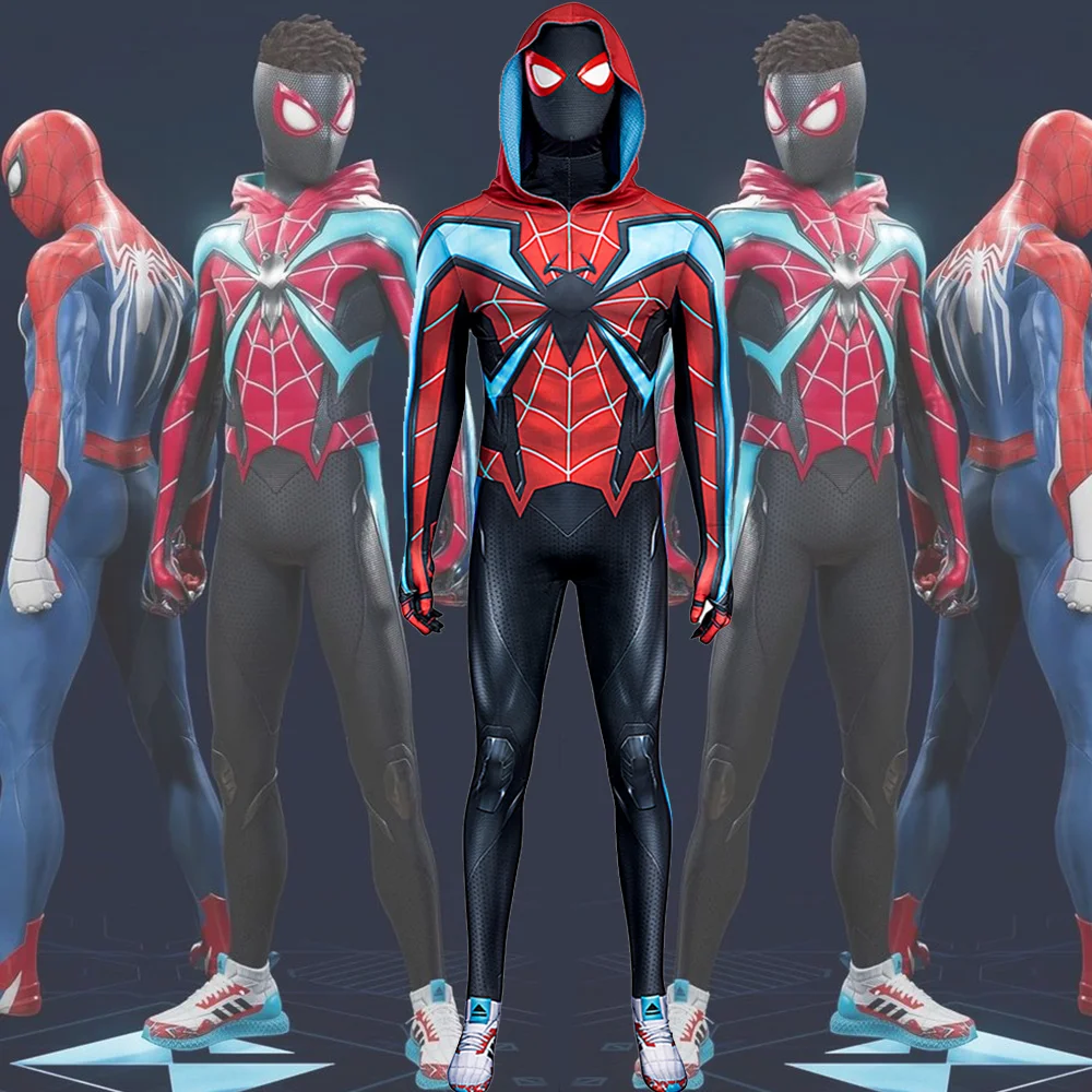 

PS5 Evolutionary Spiderman Cosplay Miles Morales Costume Superhero 3D Printed Spandex Bodysuit Zentai Outfits Halloween Costume