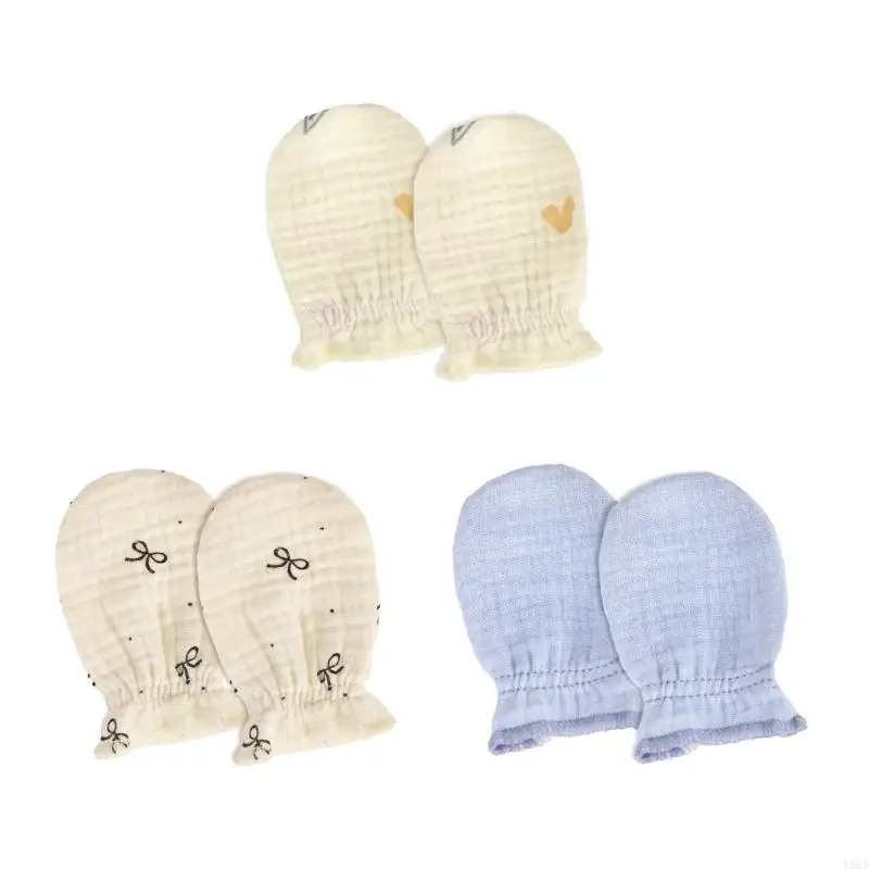 

Y88D Protective Cotton Baby Gloves Gentle Fabric Mittens for Safe Scratch Prevention
