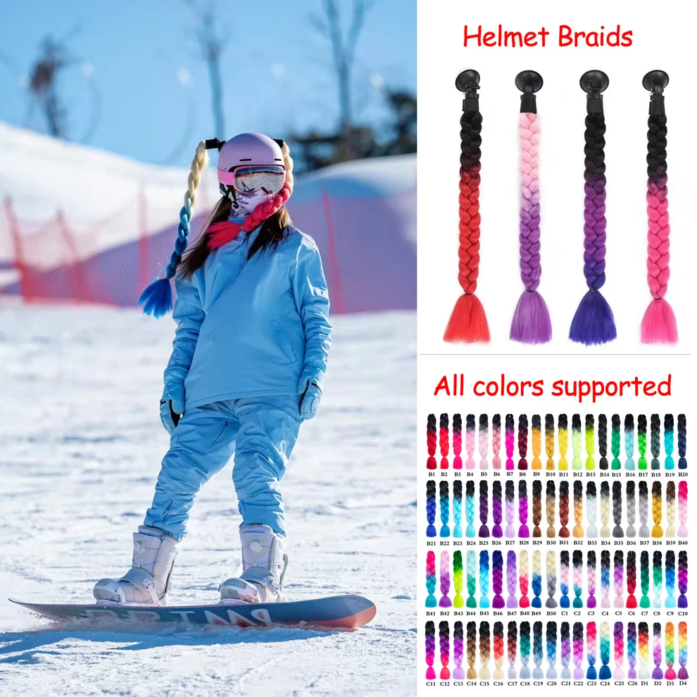 

New Motorcycle Helmet Braids Woman Braids Wig For Motorbike Helmet Multicolor Twist Dual Pigtail Ponytail Christmas Present Gift