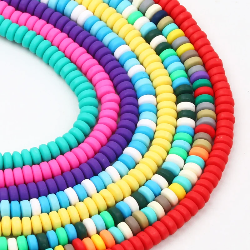 110pcs/strip 3x7mm Abacus Spacer Beads Polymer Clay Beads Bracelet Loose Beads For Jewelry Making Diy Necklace Accessories