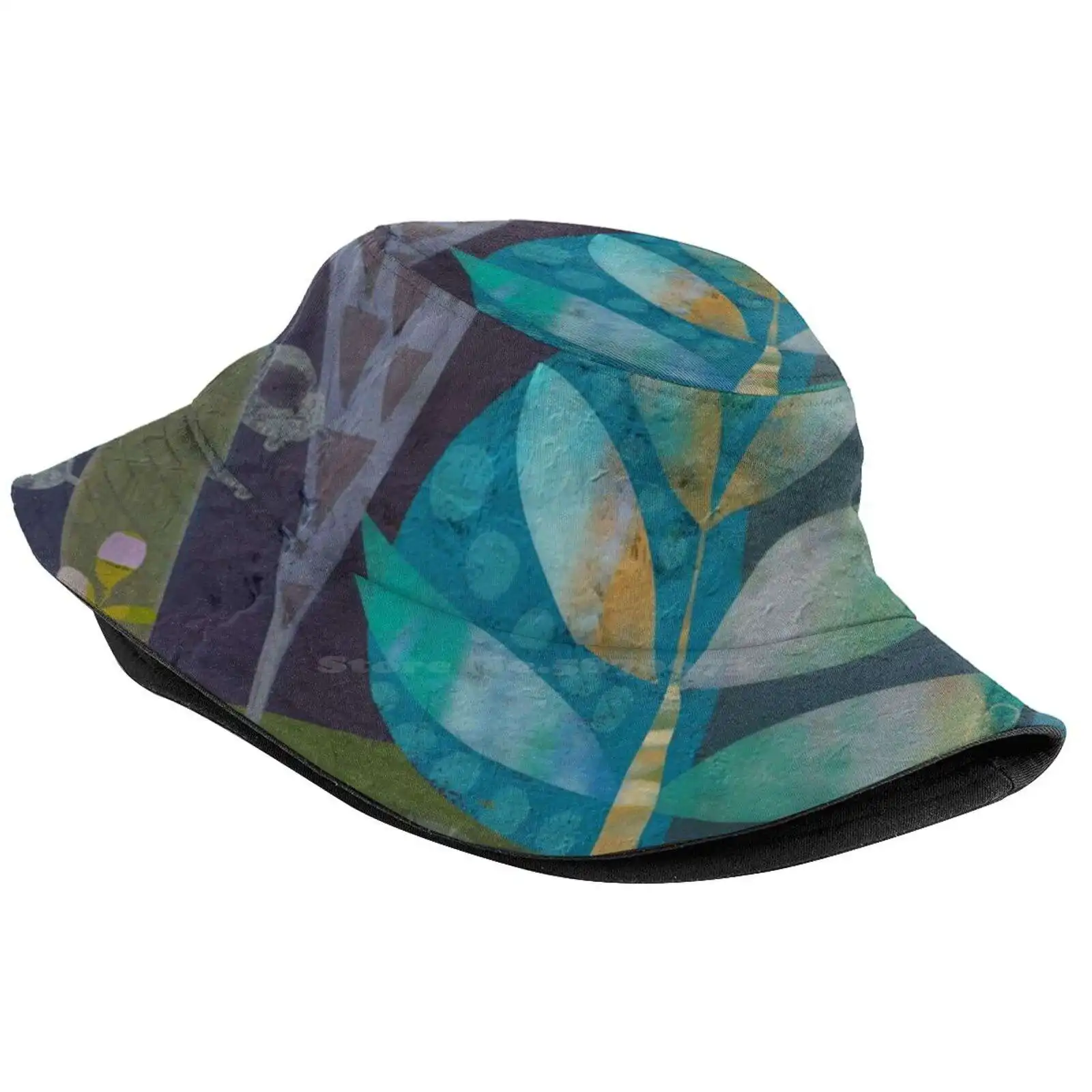 Garden2 Sun Cap Fisherman Hat Bucket Hats Ink Acryl Flowers Blue Green Garden Nature Annemiek Groenhout Summer Spring