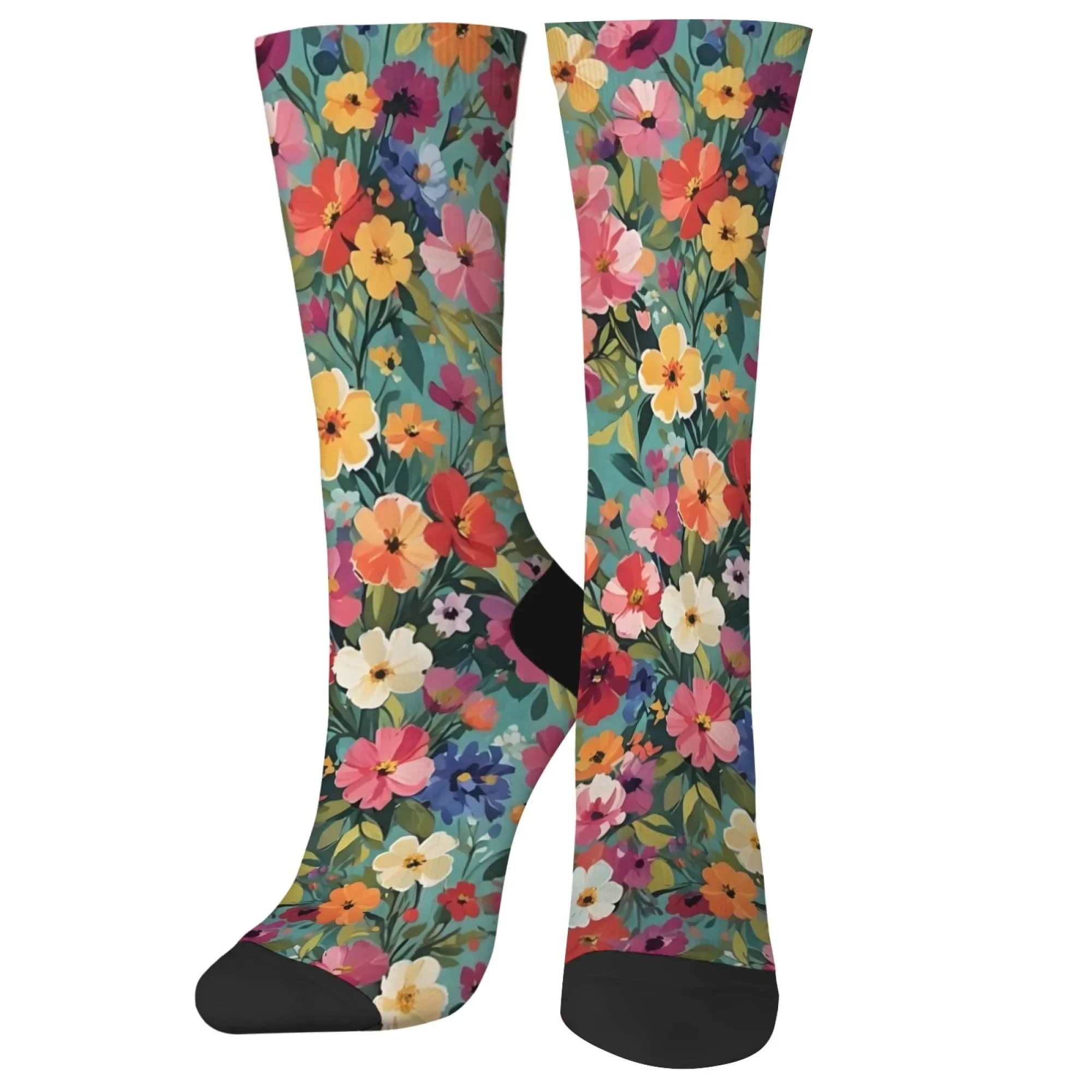 جوارب زيتية على طراز ريترو آرت مزهّرة للرجال والنساء جوارب ناعمة قابلة للتنفس مانعة للانزلاق جوارب هاراجوكو هيب هوب هدية