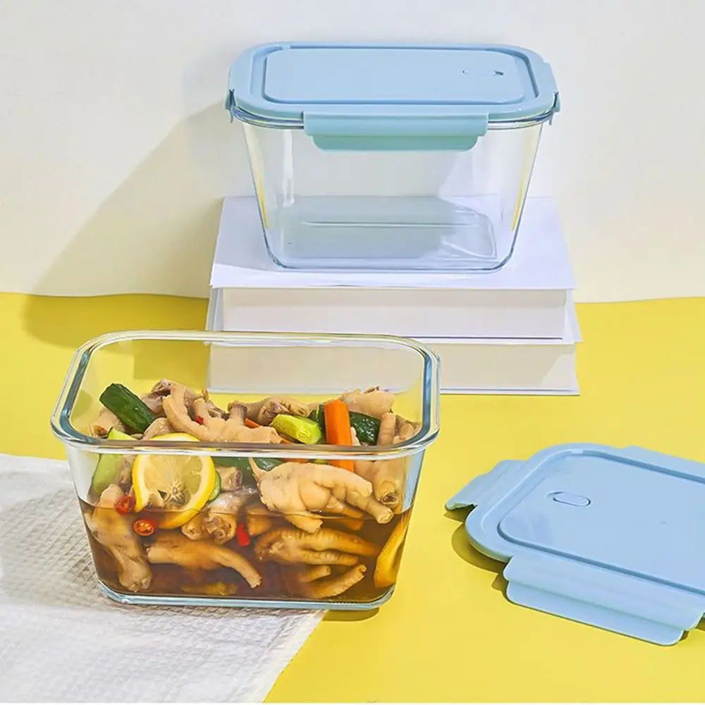 High Borosilicate Large Capacity Glass Crisper Box Stackable Leak-Proof Large Glass Box Microwave Safe Durable Lunch Box view 3