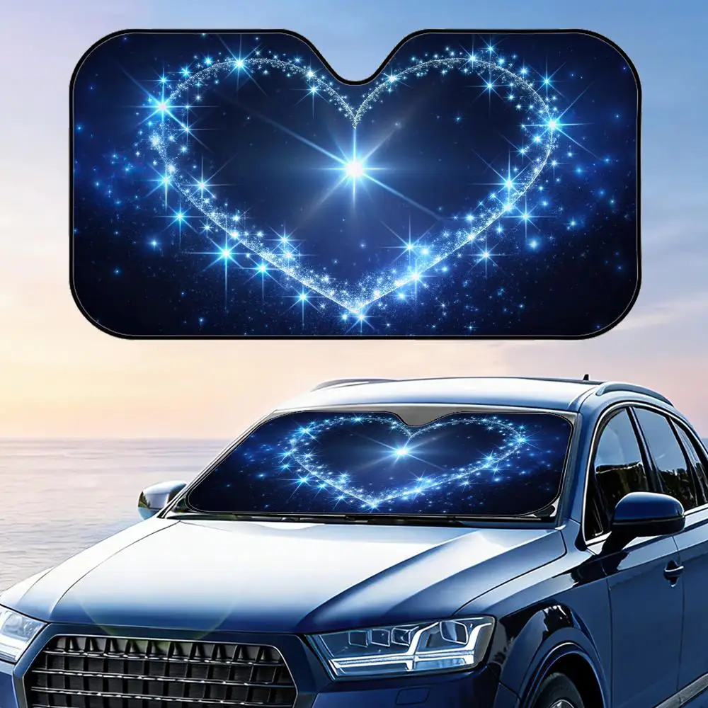 

Sparkling Heart Glitter Star Sun Visor Foldable Universal Car Windshield Sun Shade UV Protection Heat Insulation Foldable Cover