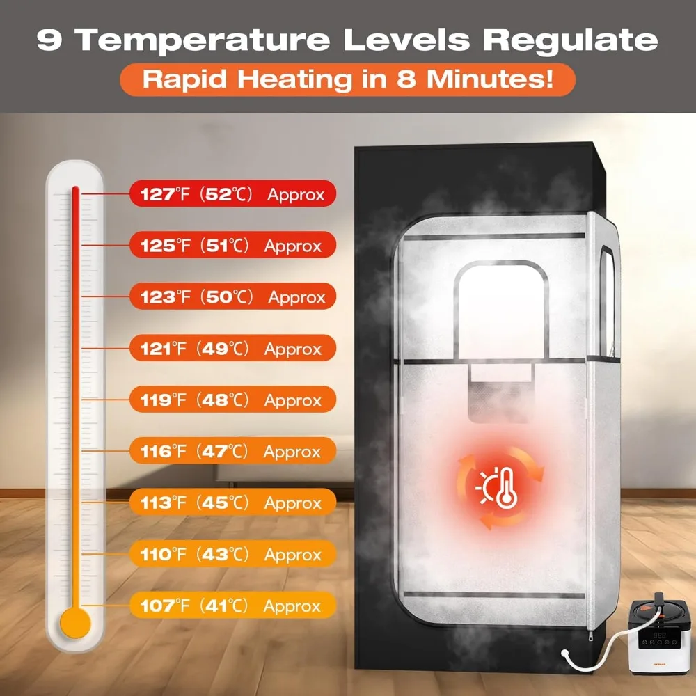 71in Full Size Sauna a vapore tela 600D, scatola Sauna, vapore portatile, Touchscreen personale a vapore generatore 1000W e 2.6 L