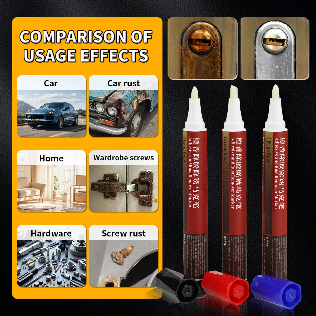 1/3PCS Adhesive Removal Pen Car Body Anti-Corrosion Rust Removal Pen Efficient Car Glass Label Clean Tool Metal Ceramic Remover