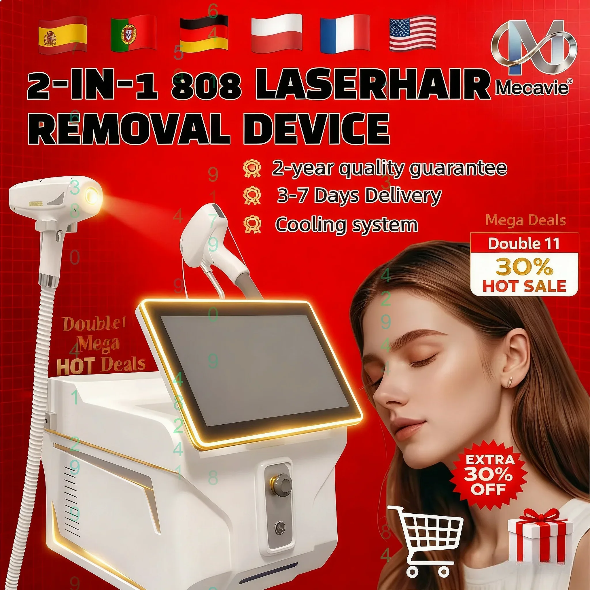 2 In 1 Q Switch Nd Yag Picosecond Laser Tattoo Removal Pigment Removal Diode Laser Hair Removal Ice Machine Chloasma Salon