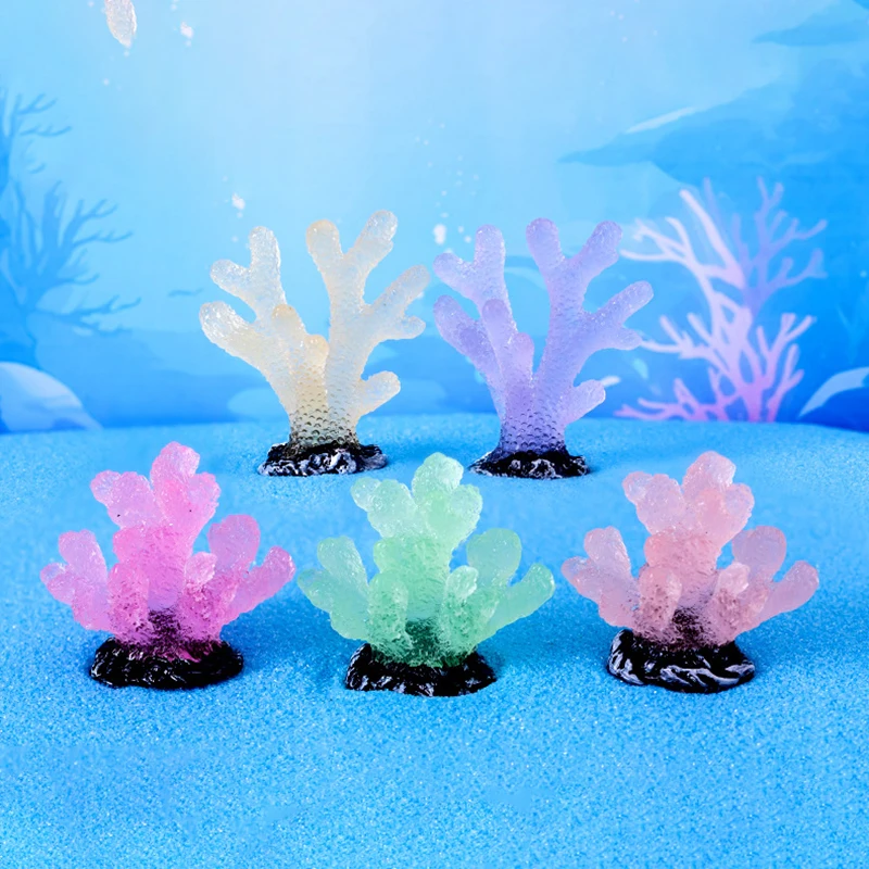 

Luminous Coral Micro Landscape Artificial Coral Resin Ornaments For Fish Tank Aquarium Accessories Decorations Home Decoration