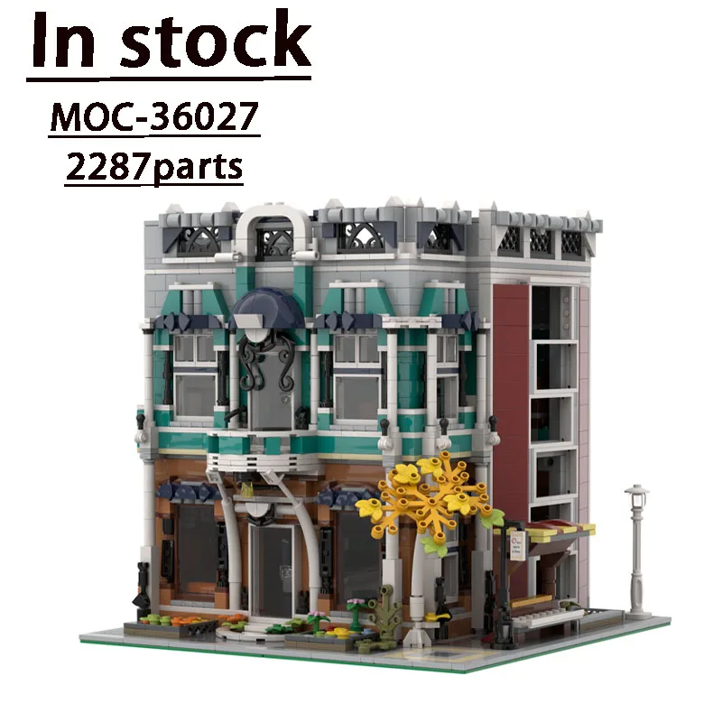 MOC-36027 Libra Café City Street View Assembly Building Block Model • 2287 Parts Building Blocks Children's Birthday Toy Gift