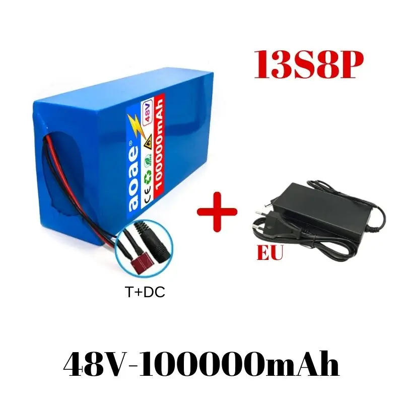 NEW 48V 13s8p 100000mah 13s8p Lithium Battery Pack 48v 100Ah 1500W Citycoco Motorized Scooter Batteries Built in 30A BMS