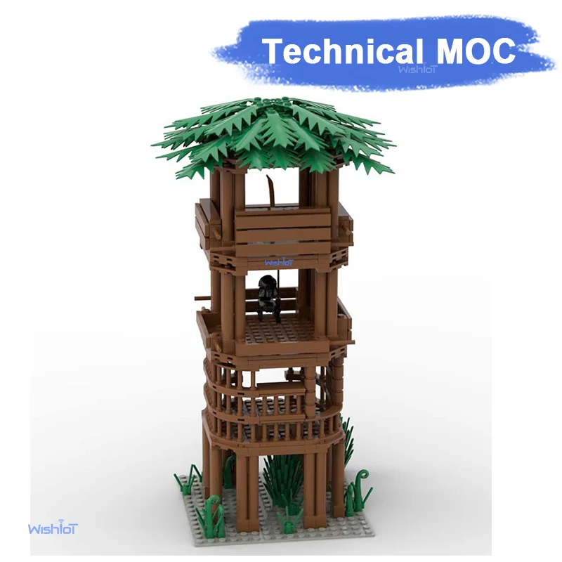 396 قطعة من مكعبات البناء لبرج المراقبة في الغابة، مجموعة بناء برج المراقبة في الغابة، ألعاب تعليمية للأولاد