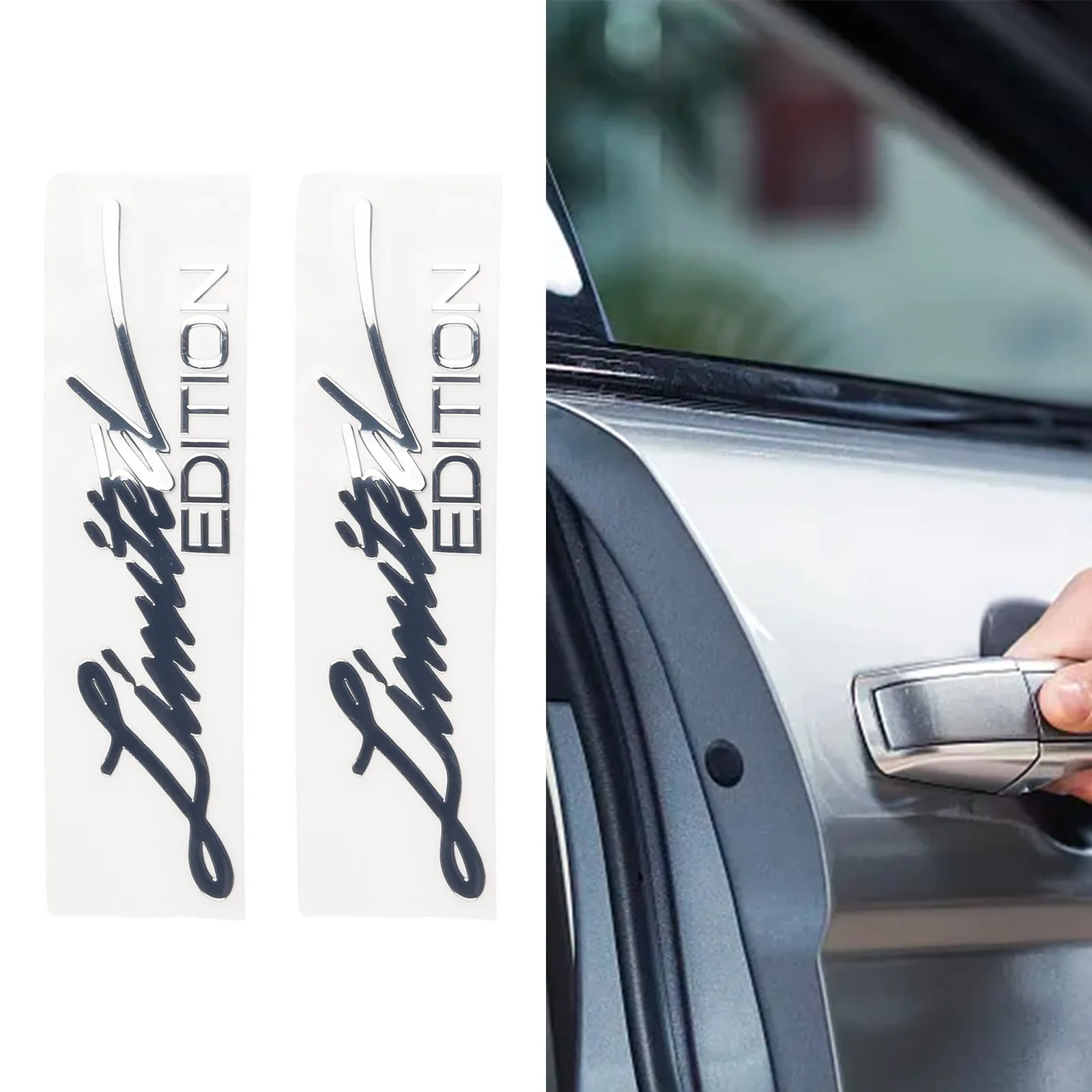 2x Luxury Silver Metallic Stickers With Limited Edition Car Accessory Logo Easy To Clean And Maintain Brand New High Quality