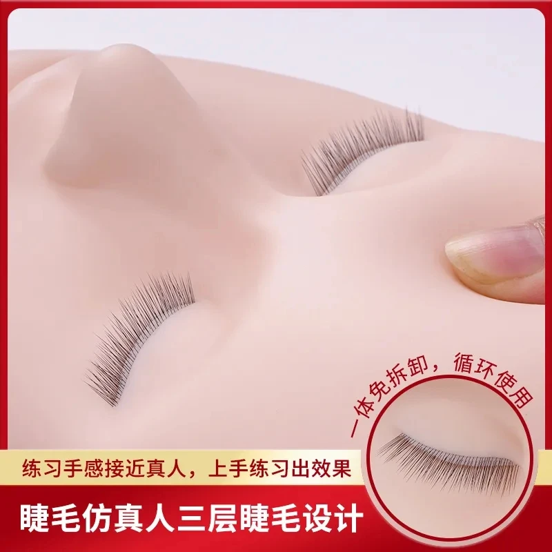 5D Face Makeup Practice Tools Theatrical Makeup 3 Layers Of Eyelash Extensions Practice Tools Eyebrow Lip Tattoo Training Head