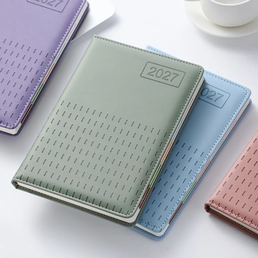 English Edition 2027 a5 Schedule Planner Notepad 12 Months Efficiency Agenda Planning Notebook Diary Leather Cover