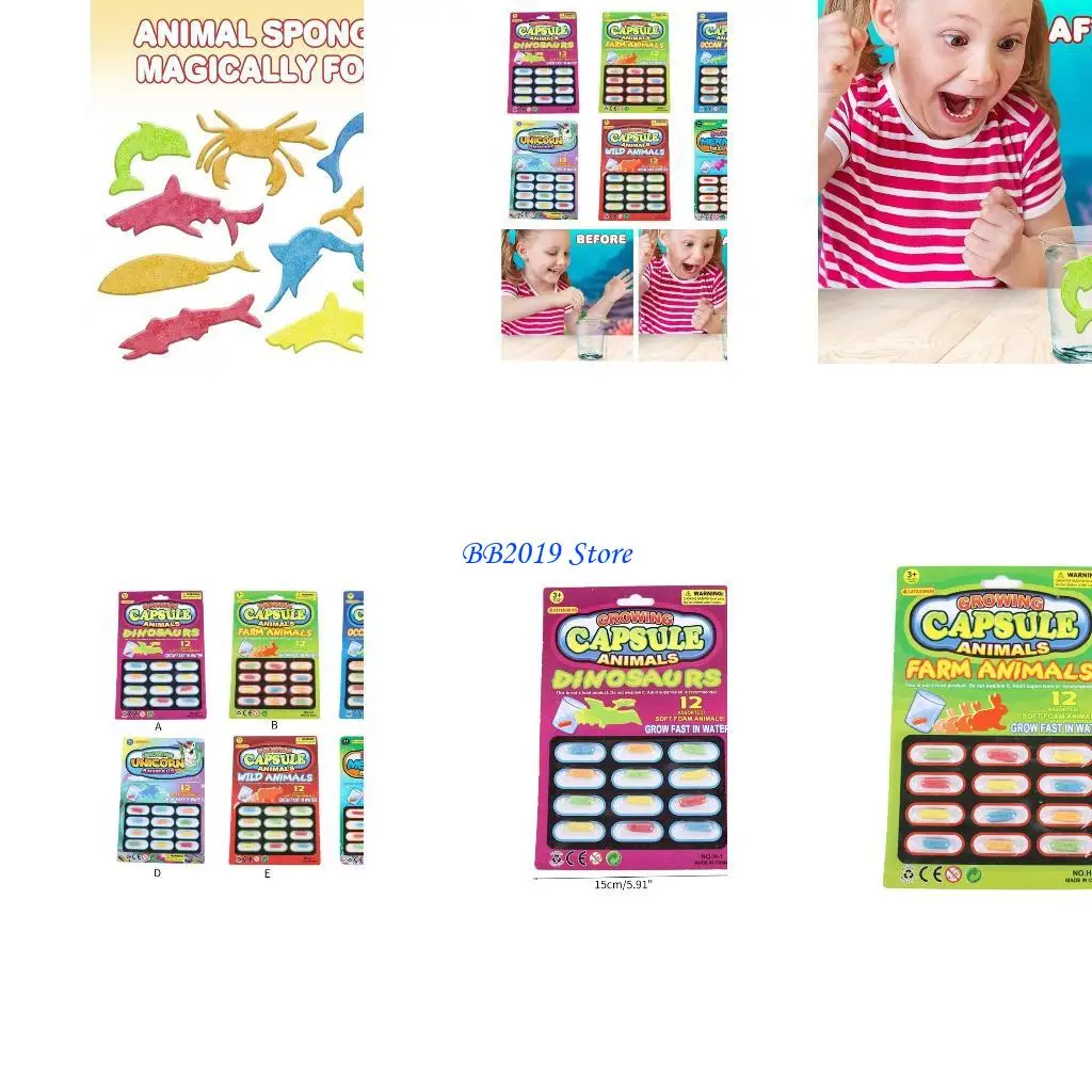 

Q0KB Магия Растут таблетки с животными дикой фермы океана, пусть воображение выращивает набор из 12