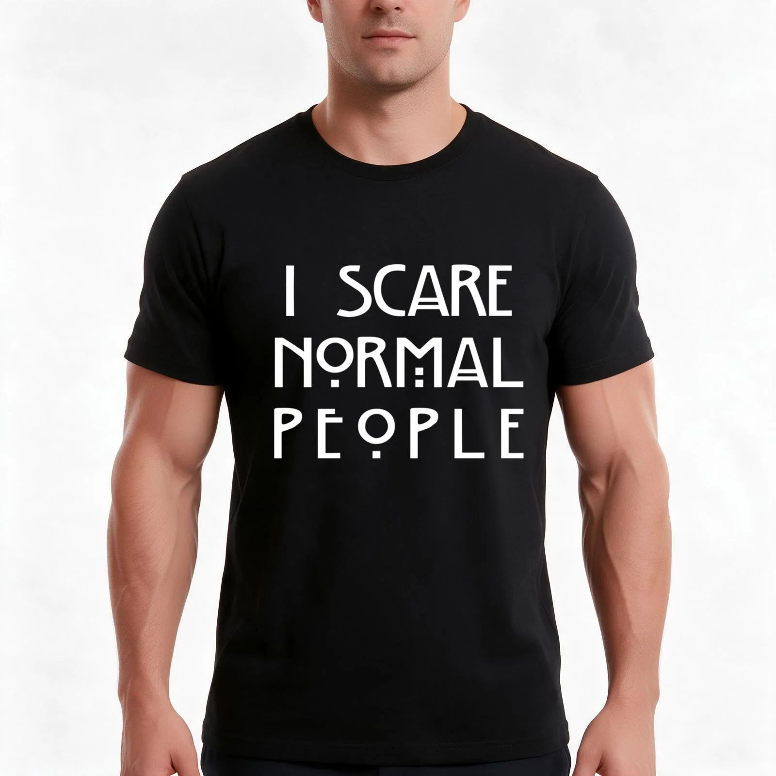 I Scare Normal People (Black) T-Shirt, Summer Casual Cotton Tee, Oversized Streetwear Tops, Vintage Graphic Print, 100% Cotton