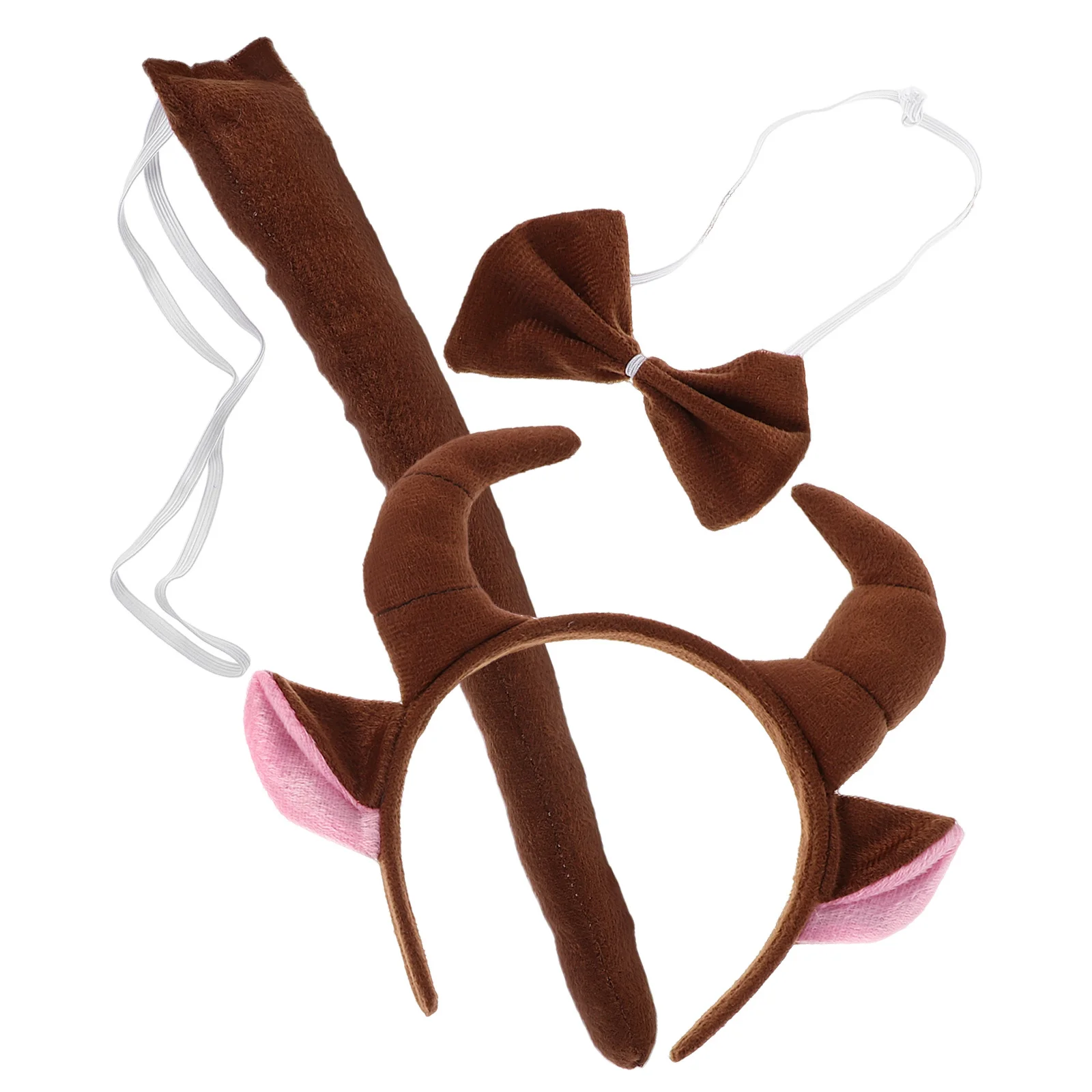 Conjunto de fantasia de animal, chifres de touro, bandana, orelhas de vaca, gravata borboleta para crianças, festa de halloween, cosplay, festival, ajuste confortável