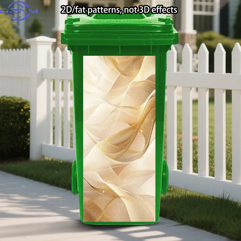 Elegant Luxury Trash Can Stickers Art, Mermaid Texture Peel and Stick Stickers, Golden Design Trash Can Stickers Decor, Soft S