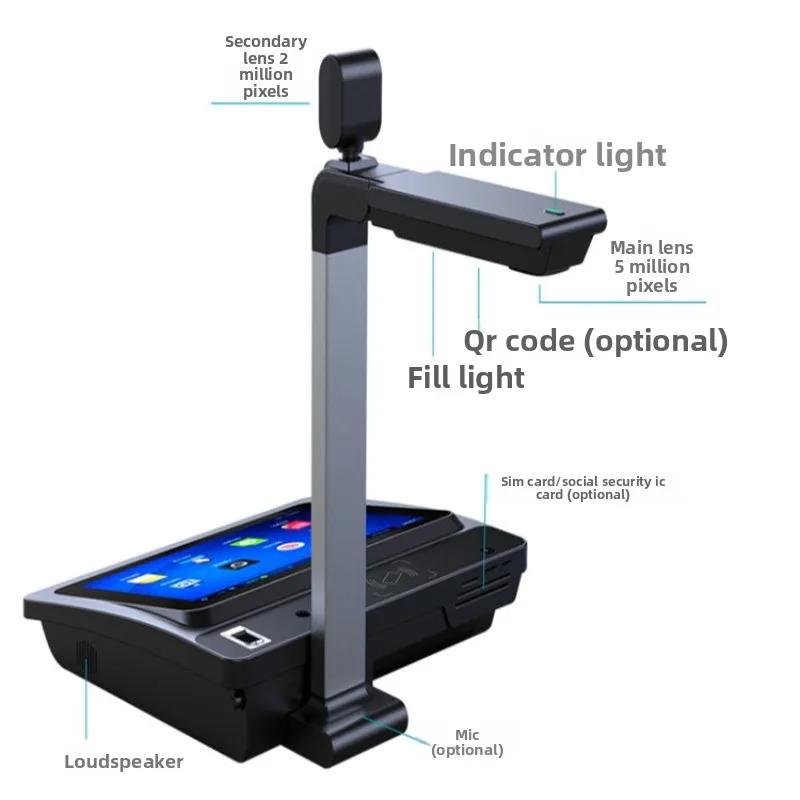 High resolution 5 million pixel fixed focus scanner, scanner