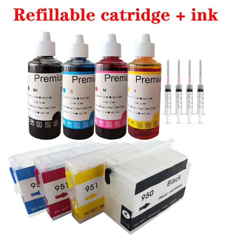 

Запасные чернила и пустой многоразовый картридж для принтера HP950 951 Officejet Pro 251dw 276dw 8615 8616 8625