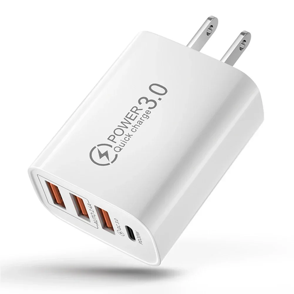 QC3.0 Ladegerät EU/US-Stecker Reiseadapter 110V 220V 20W PD 4 USB-Anschlüsse 5V4A Ladeadapter Handy-Ladegerät