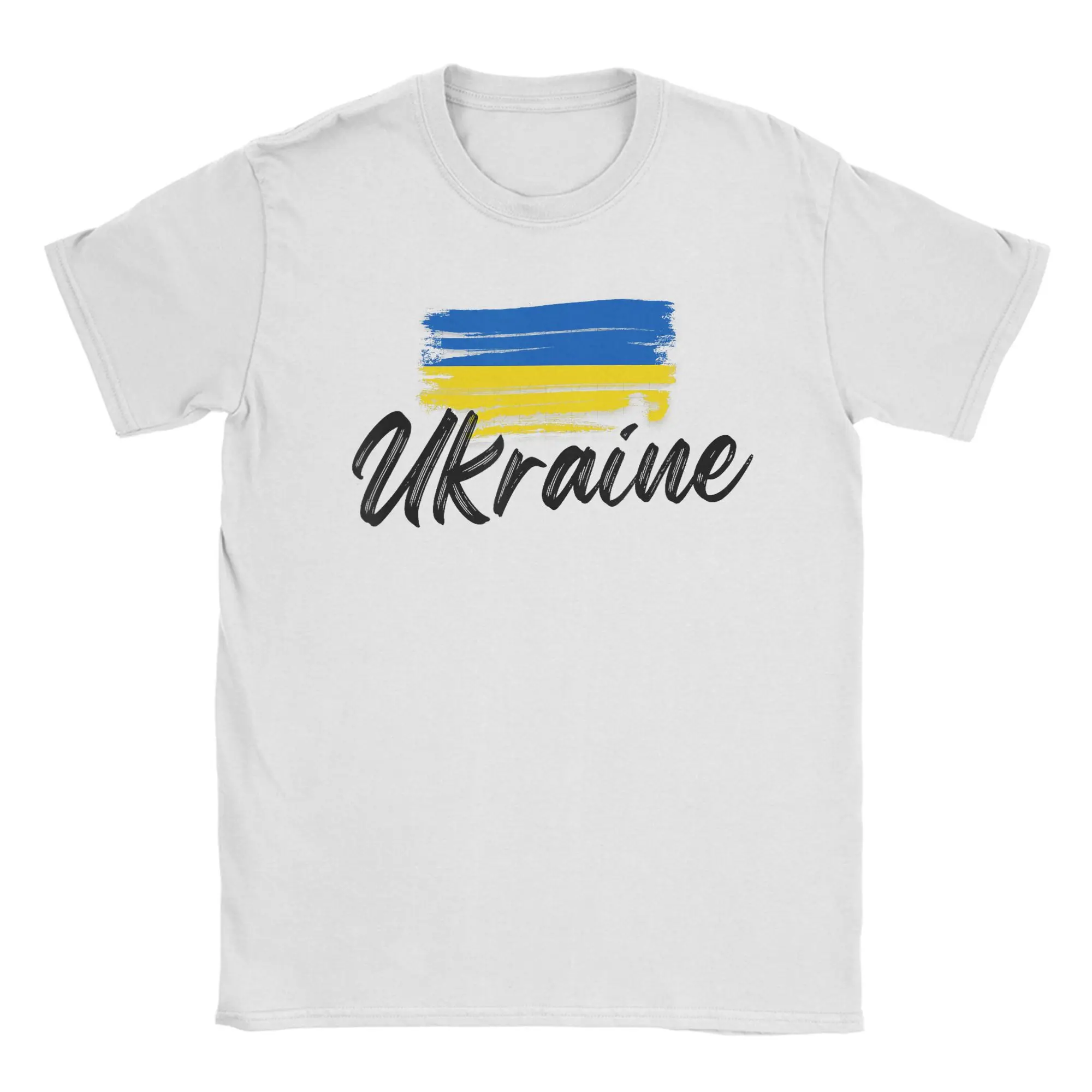 Ukraine Flag Ukrainian T Shirts Men's  100% Cotton Awesome T-Shirt Round Collar  Tee Shirt Short Sleeve Clothing Plus Size