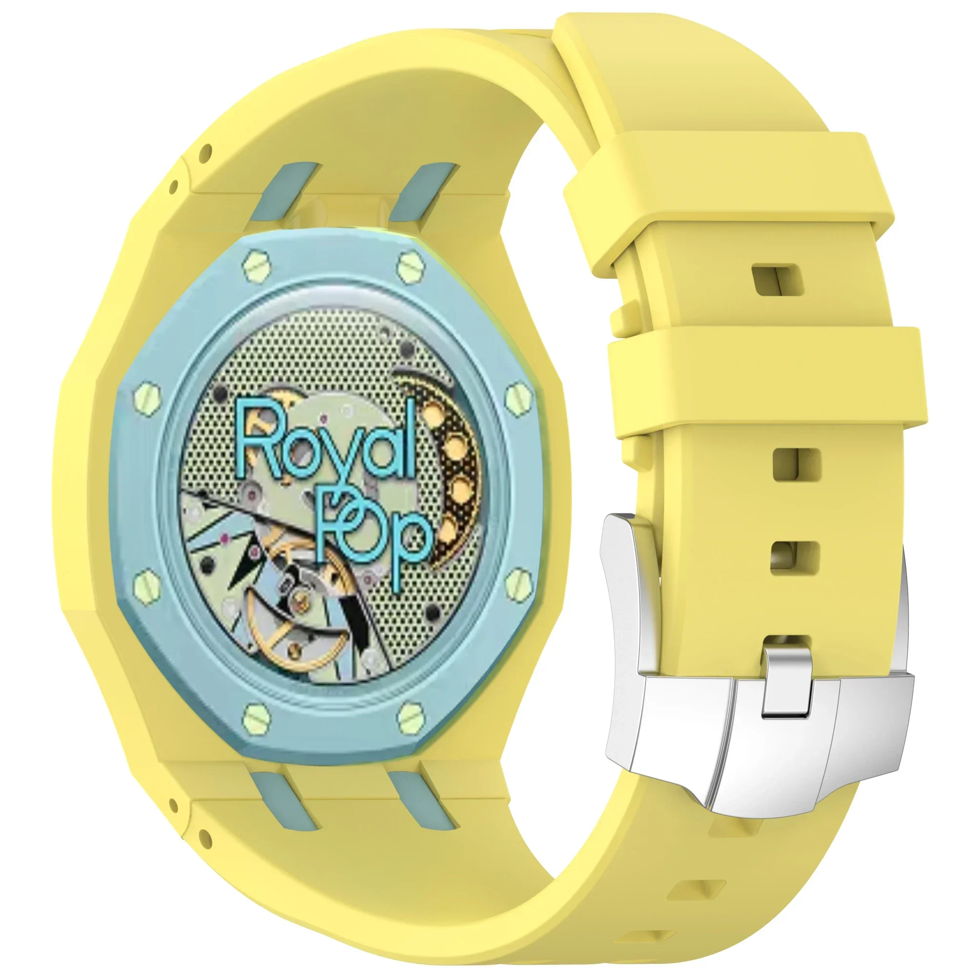 2-in-1-Armband + Gehäuse für Swatch x AP Royal Pop Taschenuhr, umbaubar zur Armbanduhr, PC-Gehäuse + Silikonarmband, Armband-Zubehör – Detail 14