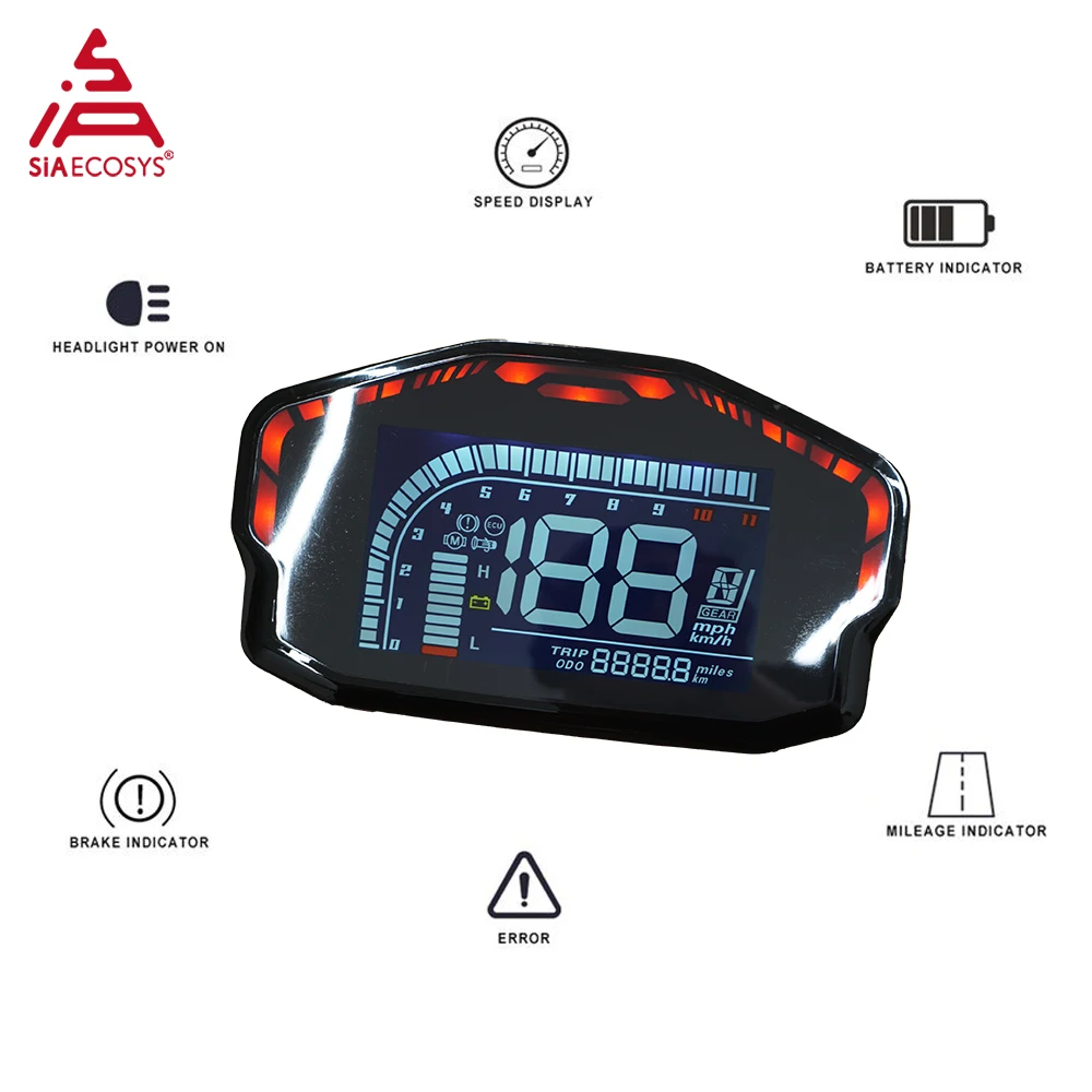 SiAECOSYS-DKD LCD-M Velocímetro, comunicação opcional para scooter elétrico e motocicleta, novo