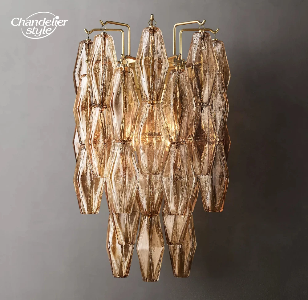

Modern LED Wall Lamps Lustre Chiara Clear Smoke Glass Sconce Light Fixture