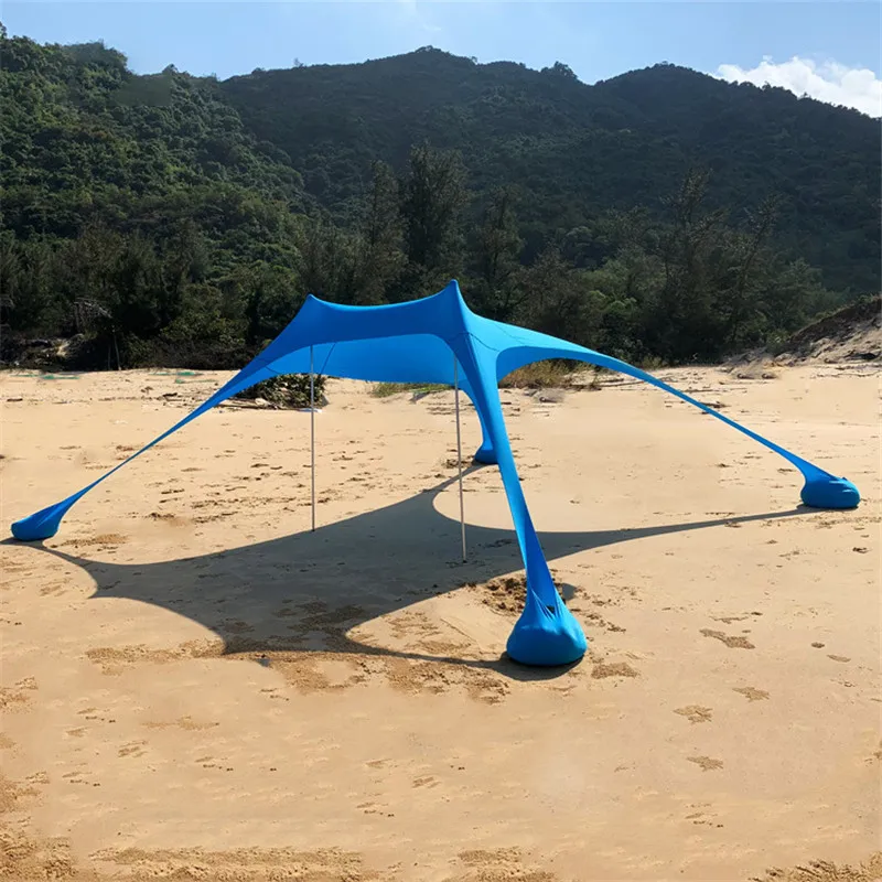 

Outdoor Portable Camping Pergola Windproof Beach Tent Camping Sunshade Gazebo Tent 210 X 210cm With Sand Anchors Ultralight Tarp