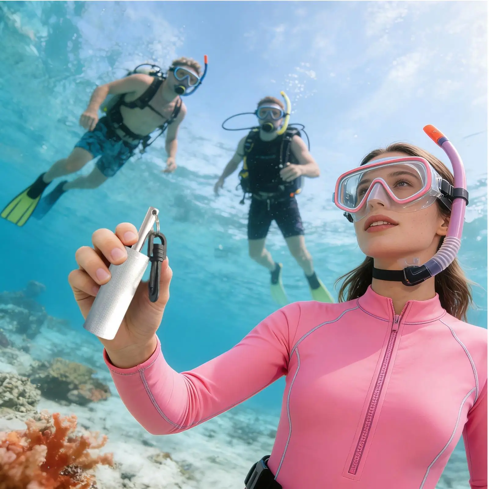 

Diving Safety Stick Portable Knock Signal Probe Communication Dive Stick With Hook For Divers Surf Underwater Low Visibility