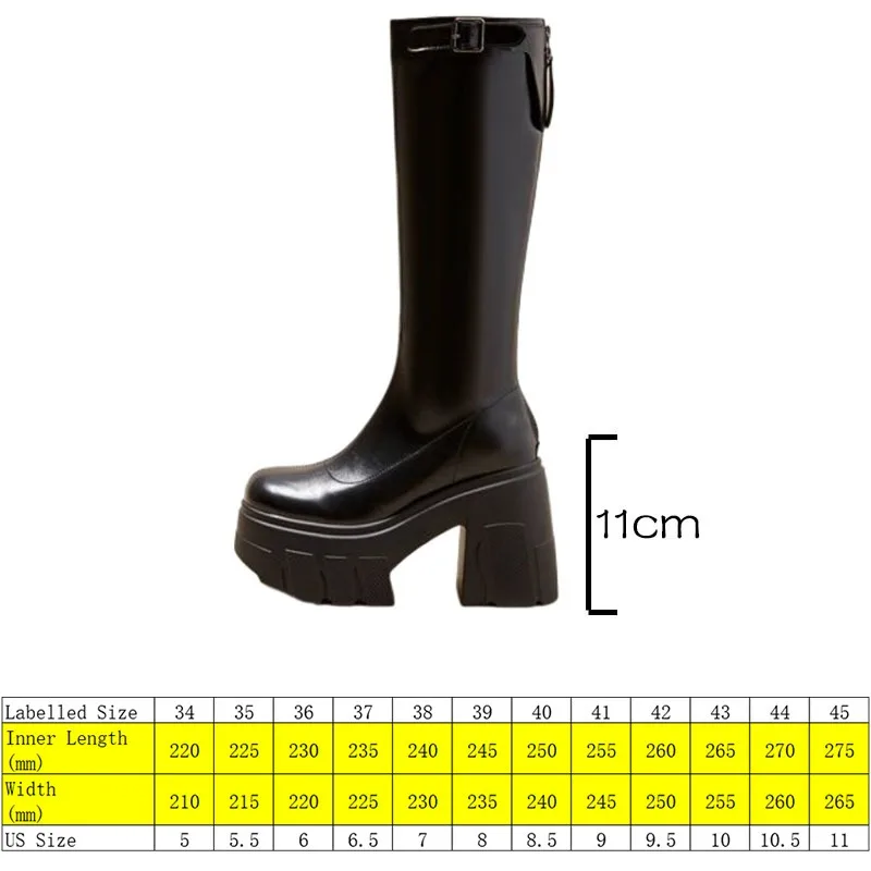 Fujin 11cm Microfiber Leather Women High Brand Pumps Heels Shoes ZIP Knee High Ankle Boots Platform Wedge Fashion Pumps Shoes