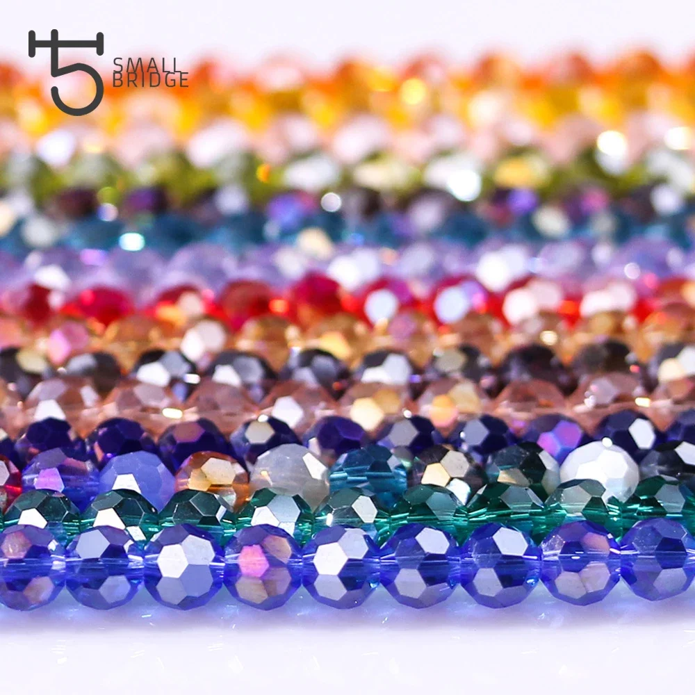 3 4 6 8mm Czech Colorful Faceted Round Glass Beads for Jewelry Making Women Diy Accessories Perles Loose Crystal Spacer Bead Z17