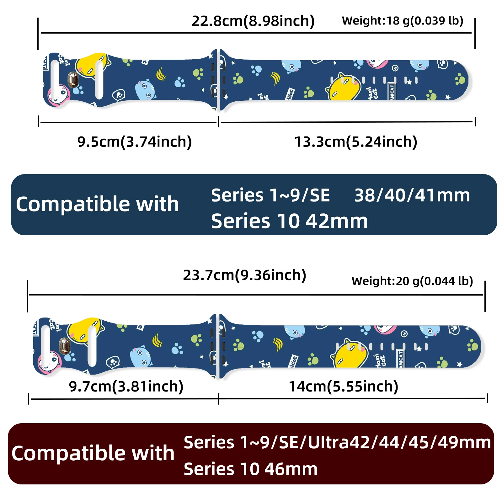 Cat Series Silicone Strap for Apple Watch 10 9 8 7 Printed Band Replacable Bracelet for iWatch 46mm 45mm 44mm 42mm Watchband