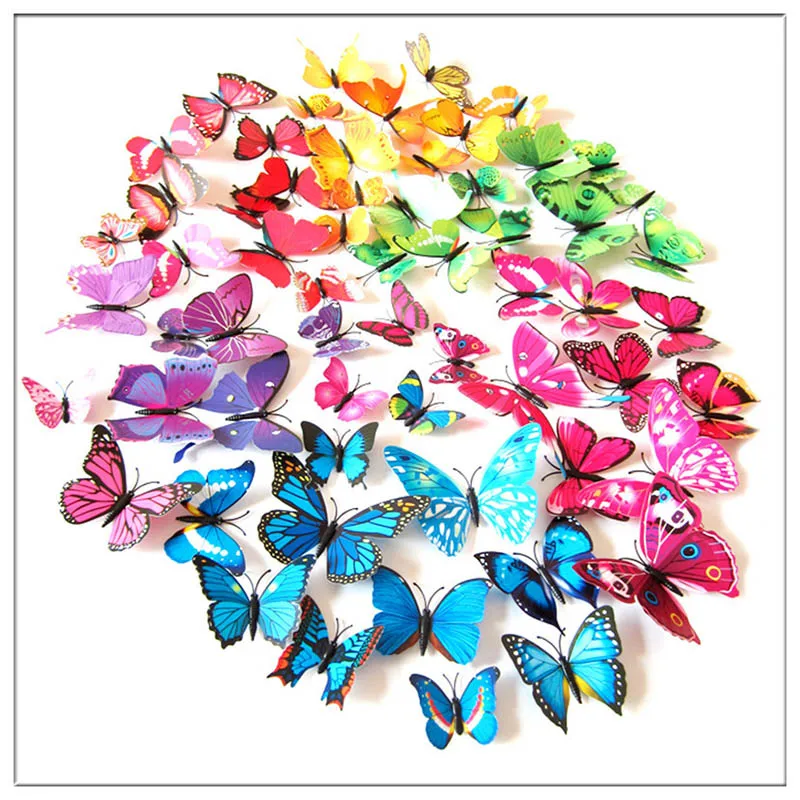 

12Pcs 3D Colorful Butterfly Wall Stickers Magnets Glue Sticker Removable Butterfly Stickers DIY Art Decor Crafts for Kid Bedroom