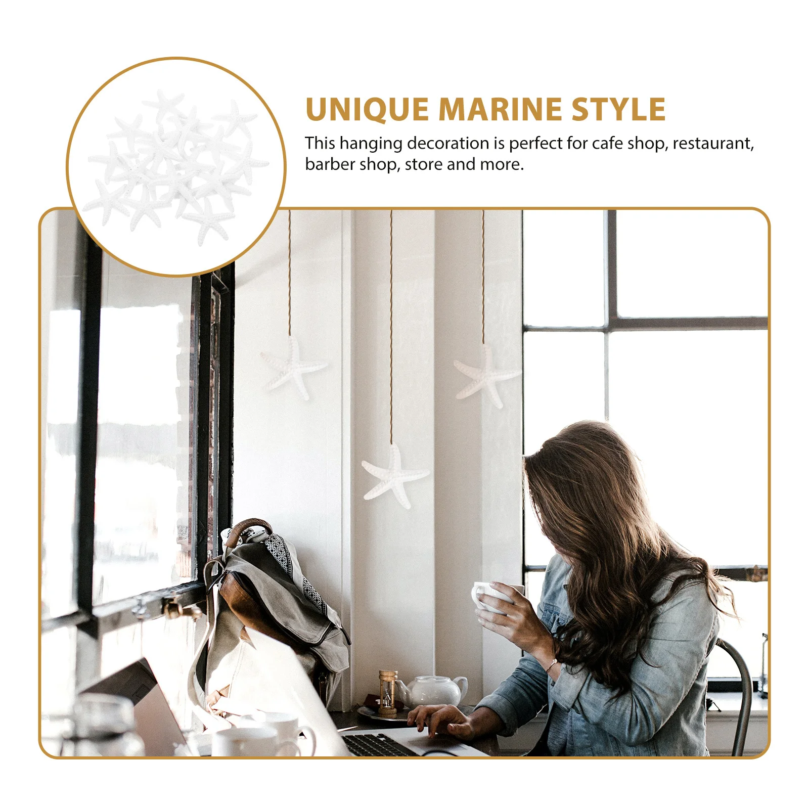 

20Pcs Simulation Sea Stars Decoration Resin Craft Home Wall Hanging Ornament Decorative Star Adornments for Cafe Bar Office