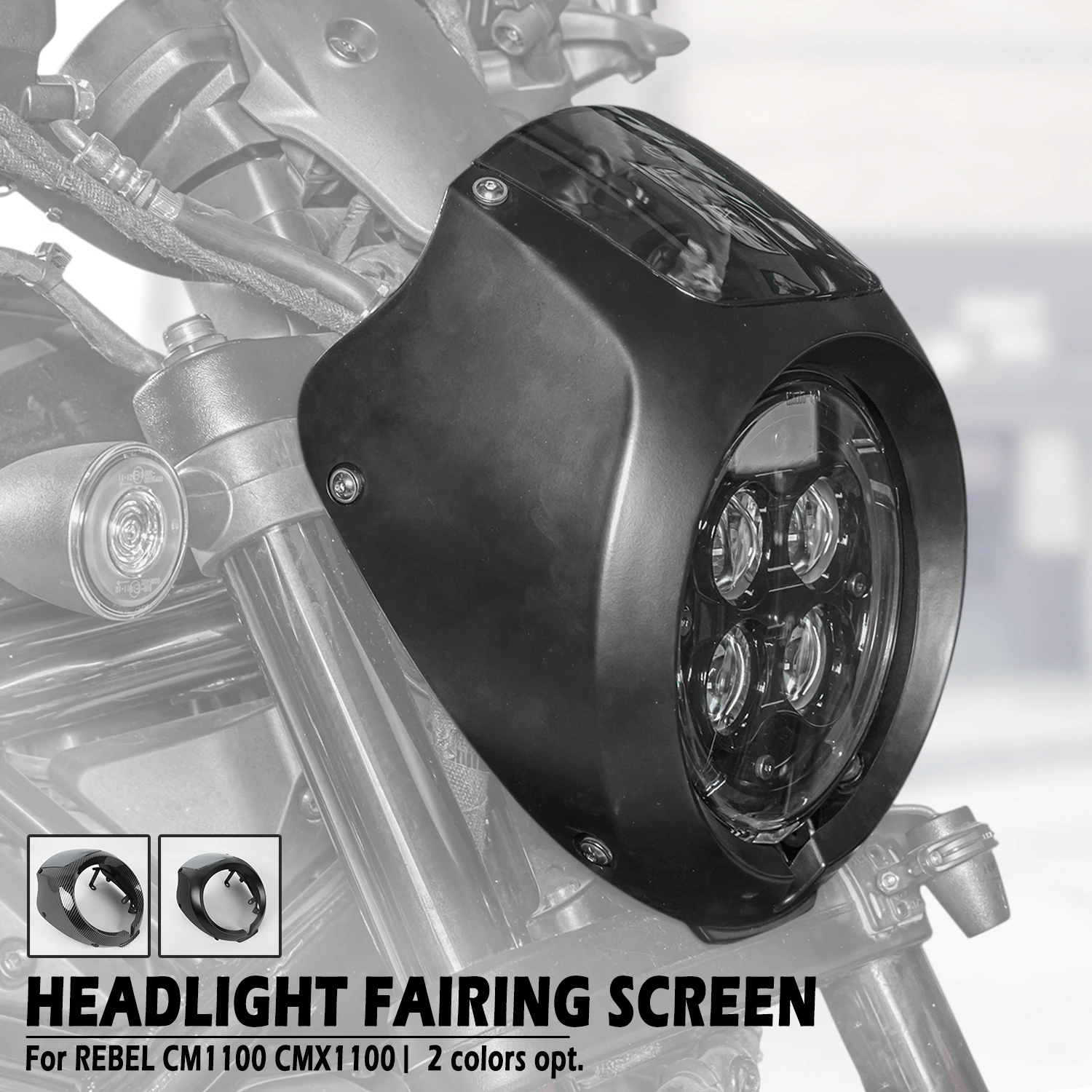 Motorcycle Headlight Front Mask Fairing Cowl Cover for Honda REBEL CM1100 CMX1100 2021-2026 Cafe Racer ABS Plastic WindScreen