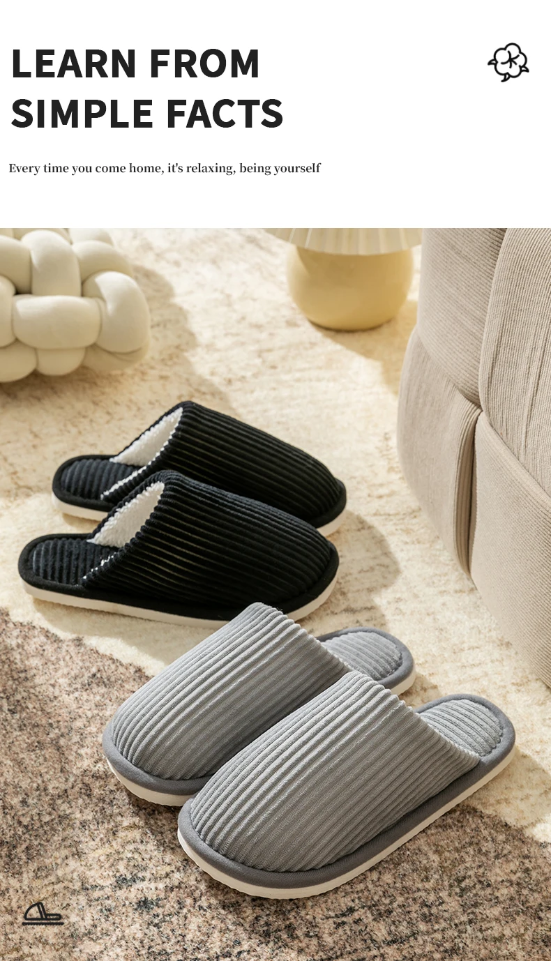 Winter warme Plüsch Herren Hausschuhe rutschfeste weiche Schuhe Komfort flache Ferse Indoor Schlafzimmer Paar Hausschuhe für Zuhause Schuhe im Herbst – Detail 3