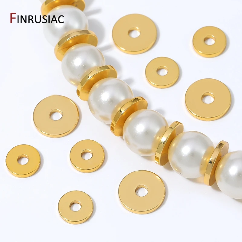 18K Gold Plated Brass Flat Disc Spacer Beads, Metal Bead Separators For DIY Bracelet Necklace Pearl Jewelry Making Findings