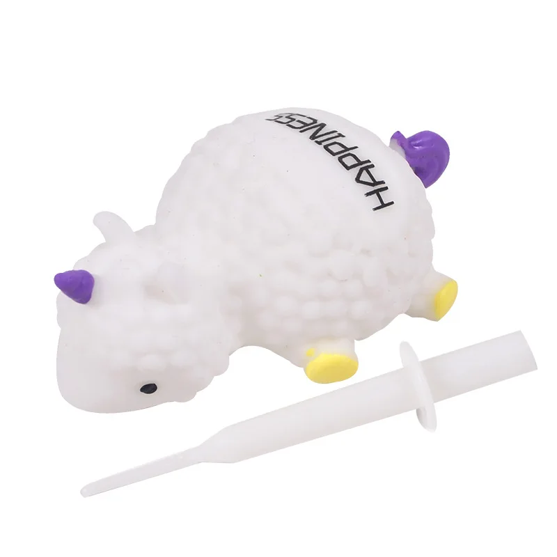 2Pcs Novelty TPR Blowable Animal Bobble Ball Toy Cartoon Inflatable One-horned Sheep Bobble Ball Toys Kids Stress Relief Toys