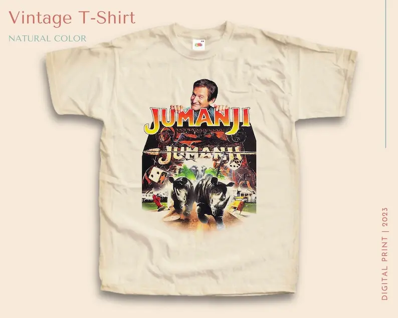 Vintage TShirt Jumanji NATURAL color Men Woman Unisex T-Shirt Digital Print Sizes