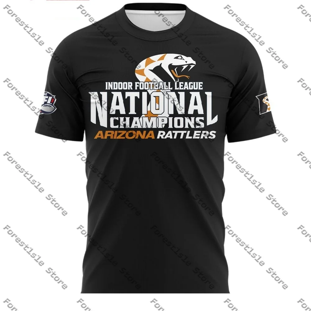 Arizona Rattlers 2024 IFL National Champions Black T-Shirt Street Fashion Men's T-Shirt Casual Versatile Men's Women's T-Shirt