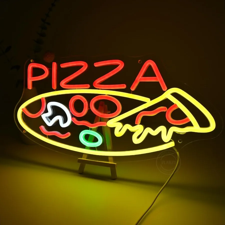 Planzo PIZZA Insegna al neon per ristorante Caffetteria Bar Pub Busin Store Pubblicità Vetrina LED Pizza Sign Cucina B
