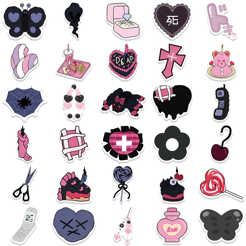 10/30/60pcs Retro Dark Sweet Gothic Cool Stickers Decal Laptop Suitcase Motorcycle Phone Luggage Car Waterproof Sticker Kid Toy