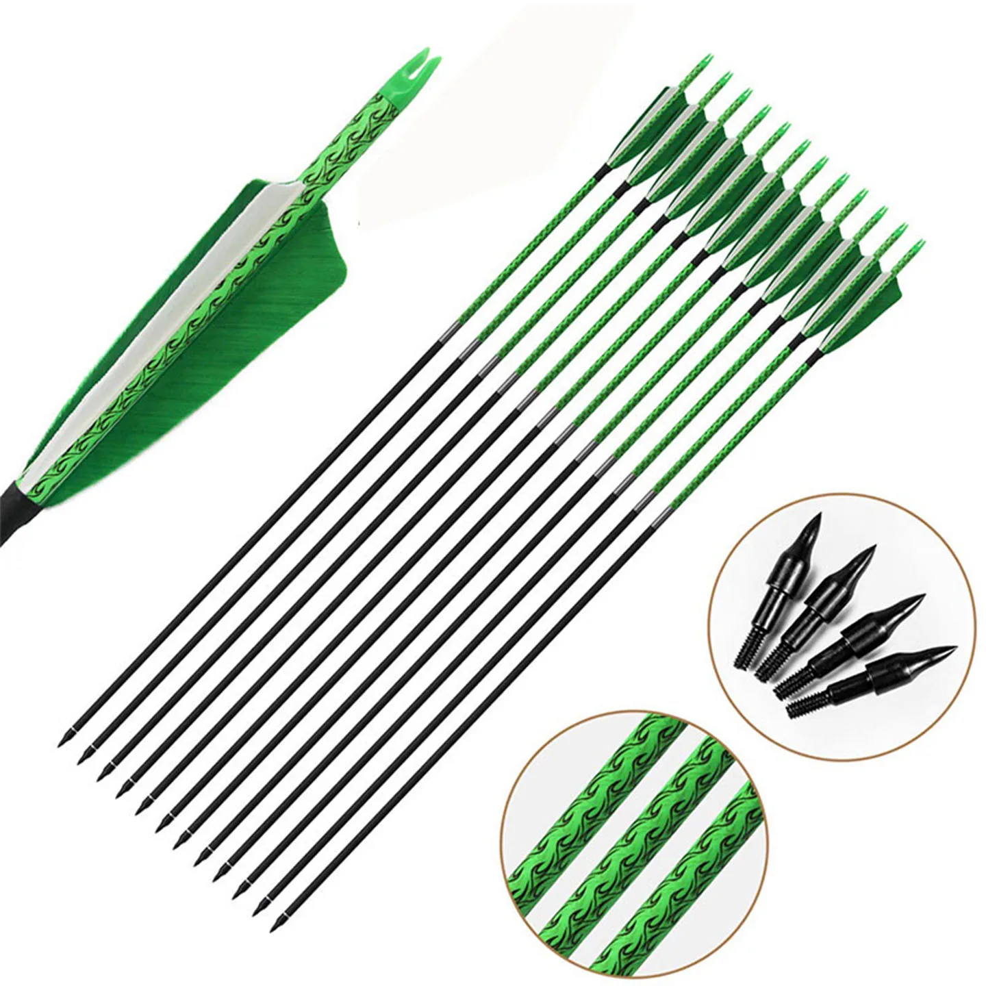 

6/12pcs Archery Carbon Arrows Shaft Spine 300 340 400 500 600 ID 6.2 For Recurve Compound Bow Longbow Traditional Bow Hunting