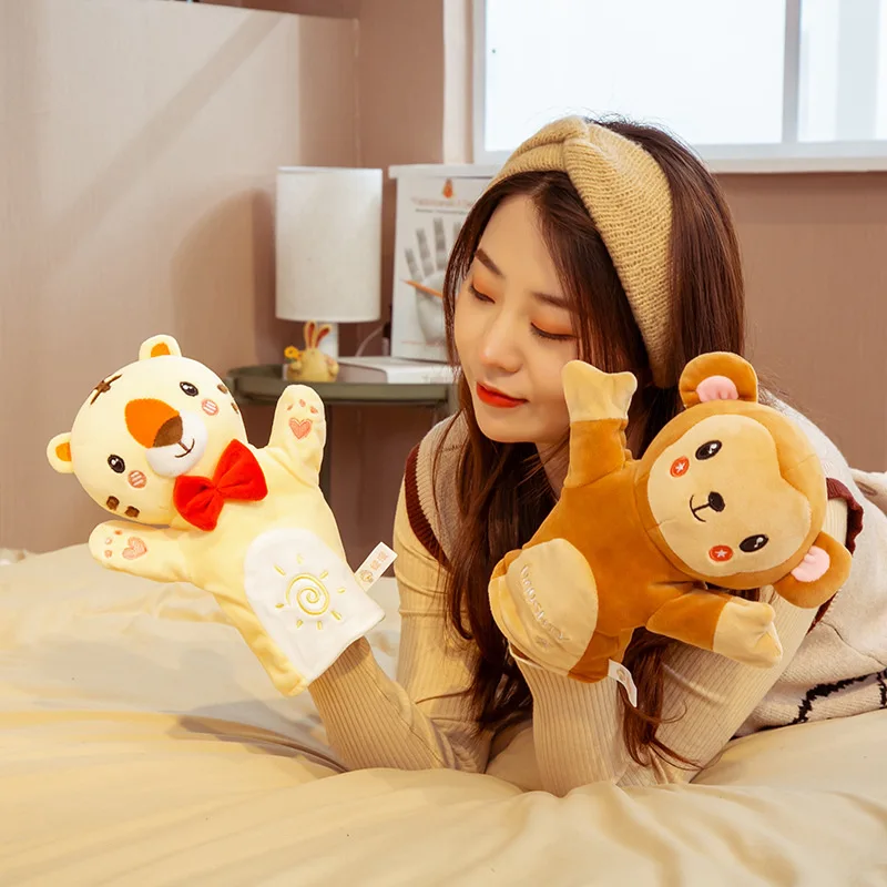 หุ่นมือการ์ตูนน่ารัก ของเล่นเด็ก ตุ๊กตาสัตว์น่ากอด ถุงมือหุ่นมือ ตุ๊กตาสัตว์นุ่มๆ ของขวัญวันเกิดเด็กๆ สุดฮา