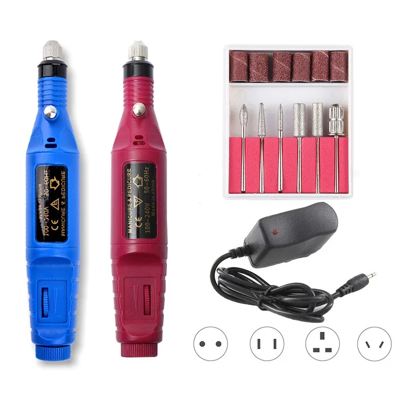 

1Set Electric Nail Drill Machine Kit Manicure Machine Polishing 6 Drilling Bits Nail Art Pen Pedicure Nail File